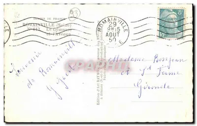 Romainville (Senha) — O Ginásio e a Avenida — Édition d'Art Raymon, N° 613 — Verso