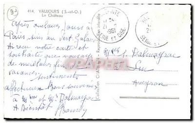 Vaujours (S.-et-O.) — Zamek — Stara pocztówka nr 414 — Rewers