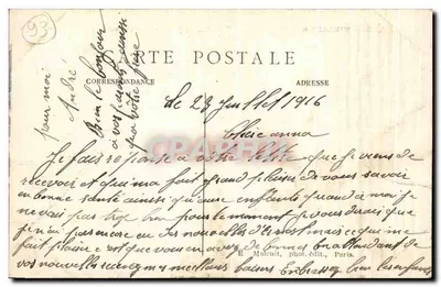 AUBERVILLIERS — La Place, la Mairie, l'Église et le Terminus des Tramways — E. M. — Verso