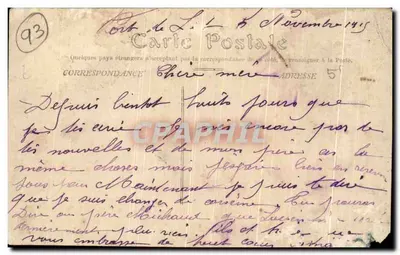 Villetteaneuse — Les Carrières à Plâtre — Édit. Leblond, Tabacs — Verso