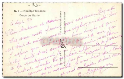 Margens do Marne — Neuilly-Flaissance — Edições Levailloir-Perron — Verso