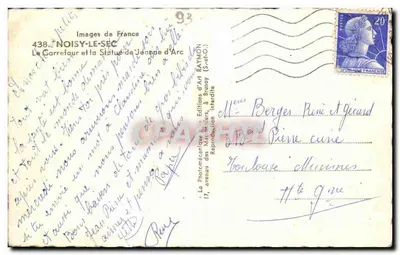 Noisy-le-Sec — O Cruzeiro e a Estátua de Joana d'Arc — Éditions d'Art Raymon — Verso