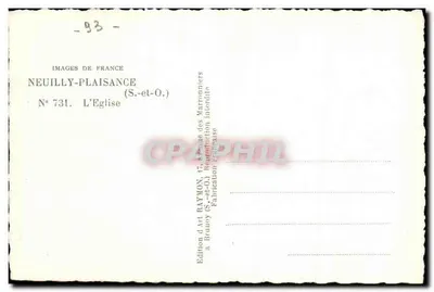 Neuilly-Plaisance — A Igreja — Edição de Arte RAYMON (S.-et-O.) — Verso