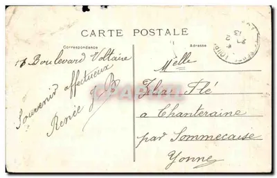 Bilhete postal antigo Issy les Moulineaux Place e Boulevard Voltaire — Verso