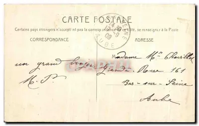 Bilhete postal antigo Levallois Perret Ilha da Grande Jatte Braço da Sena — Verso