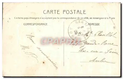 Bilhete postal antigo Levallois Perret As Margens da Sena Barco Peniche — Verso