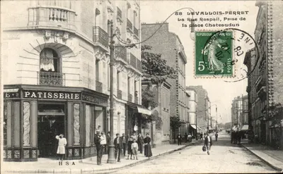 Levallois-Perret — A Rue Raspaill, vista da praça Chateaudun — HSA