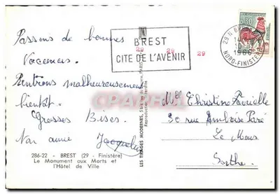 Brest - Monument aux Morts et l'Hôtel de Ville — Les Tirages Modernes, n° 286-22 — Rewers