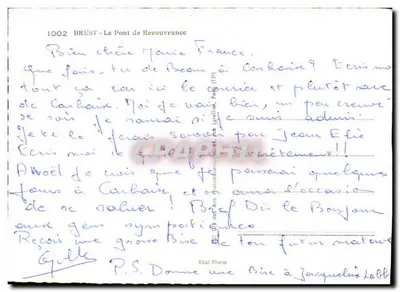 Brest - Most Recouvrance — widok portowy z dwiema łódkami F734 i F735 — Réal-Photo — Rewers