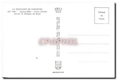 Zamek w Châteaulin — jacht 'Quatre Mâts' — Éditions d'Art JOS — Rewers