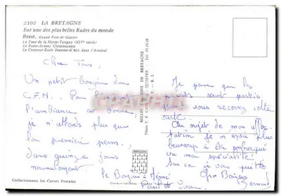 Brest — Grande Porto de Guerra — Editor Y. R. Cauchy - Quimper — Verso