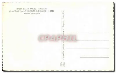 Stara pocztówka Brest Święty Franciszek z Asyżu — Wjazd główny (1959) — Rewers