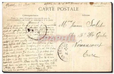 Bilhete postal antigo Lançamento do couraçado Jean Bart em presença de M Delasse Ministro da Marinha — Verso