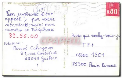 O ponte de Recouvrance e a Torre Tanguy (XIVe) — Edições d'Art 'Jack' n°2101 — Verso
