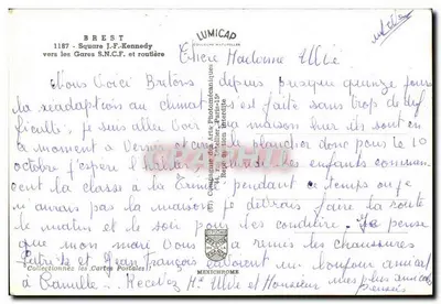 Brest — Plac J.F. Kennedy — widok na stacje SNCF i drogi — wydawca LUMICAP — Rewers