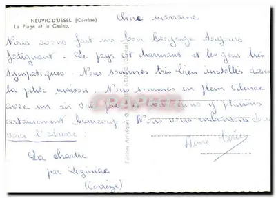 Neuviç-d'Ussel — A Praia e o Cassino — Edições Artísticas G. Baudet — Verso