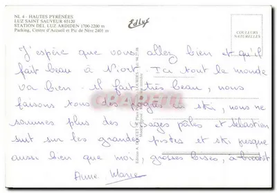 Esqui em Luz-Ardiden — Pirineus — Edição A, Lourdes — Verso