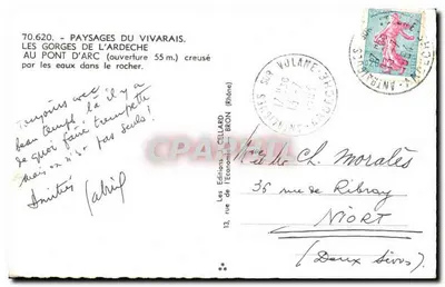 Góry Ardeche — Most Arc — 70.620 — Les Éditions Cellaard Bron — Rewers