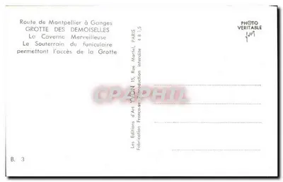 Grotte des Demoiselles — O Subterrâneo do funicular — Les Editions d'Art Wagon, Paris — Verso