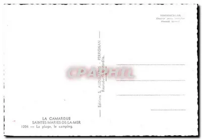 Saintes-Maries-de-la-Mer — La spiaggia, il campeggio — Edizioni S. Auduignan, Perpignan — Verso