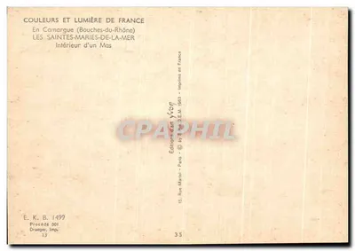 Intérieur d'un Mas — Camargue (Bouches-du-Rhône) — Éditions d'art Yvion — Verso