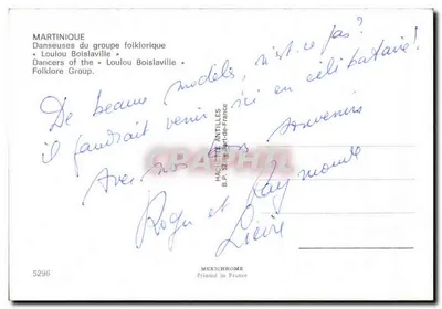 Martinica — Dançarinas do grupo folclórico «Loulou Boislaville» — Hachette Antilles, n° 5296 — Verso