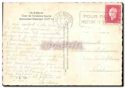 Kort dawnego rynku — Lille — Wydawnictwo Art 'YVON' — Rewers
