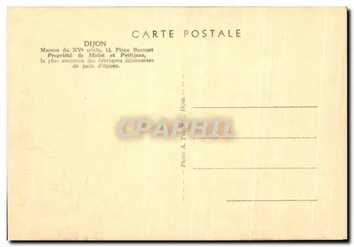 Dom z XV wieku — Place Bossuet — Foto A. Tusquèl, Dijon — Rewers