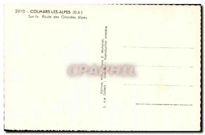 Colmars-les-Alpes — widok zimowy z śniegiem — Wydawnictwo M.T.C. Foto E. Michallet, Grenoble — Rewers
