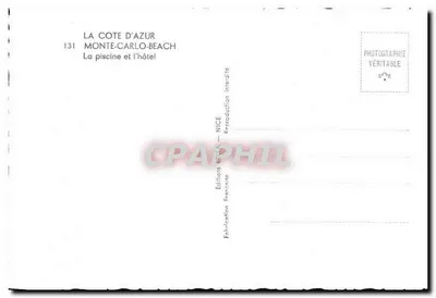 Monte-Carlo-Beach — A piscina e o hotel — Rella, Éditions Françaises, NICE, n°131 — Verso