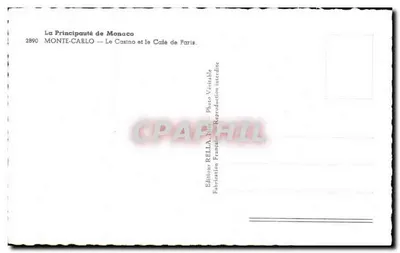 Monte-Carlo — O Casino e o Café de Paris — Edição Rella, n°2890 — Verso
