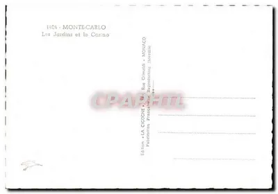 Monte-Carlo — Los Jardines y el Casino — Edición LA CICOGNE — Reverso