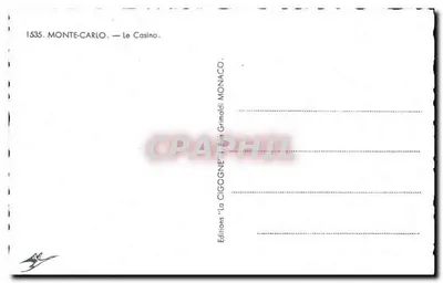 Monte-Carlo — Kasyno — Wydawnictwo 'la Cigogne' n°1535 — Rewers