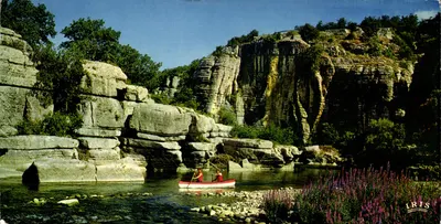 CARTE Grand Format Ardeche Tourisique Descida em canoagem das gargantas do Ardeche