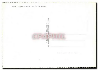 Łabędzie i jachty na jeziorze Leman – Wydawnictwo J. CELLARD – nr 4329 — Rewers