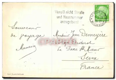 Leipzig — Völkerschlachtdenkmal — Echi Kupfertiefdruck — Verso