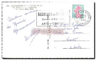 Bagnères-de-Bigorre — Fonte dos Coustous e o Hotel Beau-Site — Ed. JOYEL — Verso
