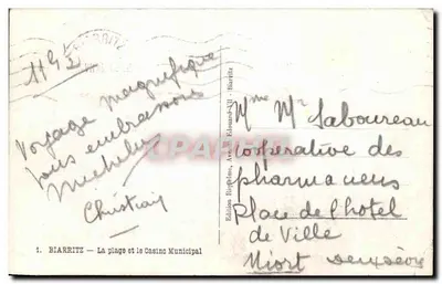 Biarritz — La plage et le Casino Municipal — Uitgave Édouard VII - Biarritz — Achterkant