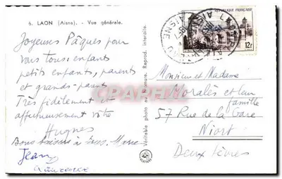 Laon (Aisne) — Widok ogólny — Reprodukcja zabroniona. Wydawca: Prawdziwa fotografia w Bonore. — Rewers