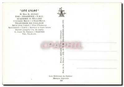 Les Lilas — Café, brasserie, billards — Nantes — Verso