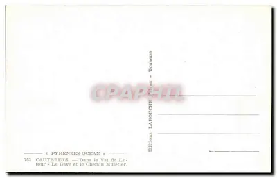 Cauterets — W dolinie Lutour — Rzeka Gave i Szlak Muleci — Wydawca: Wydawnictwo La Bouché Frères, Toulouse — Rewers