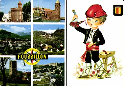 Roussillon — paisagens e criança com traje tradicional — editor Punto Blanco, n° 1737