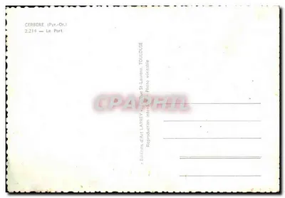 Bilhete postal antigo Cerbere Le Port — Verso