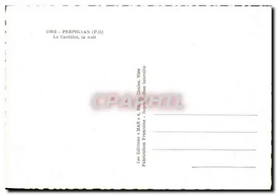 Le Castillet, w nocy — Perpignan (P.O.) — Les Éditions MAR, 4, Bd. de Climiez, Nice — Rewers