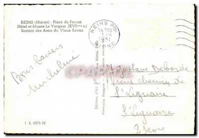Reims — Hôtel et Musée Le Vergeur (XVIème s.) — Éditions d'Art Jean Léon — Verso