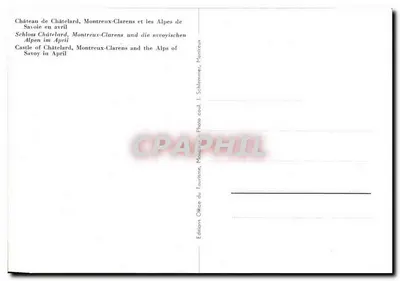 Castelo de Châtelard — Montreux-Clarens e as Alpes da Saboia em abril — Éditions du Tourisme, Montreux — Verso