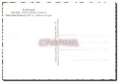 Sala de comedor — Viejo hotel Saint-Ronan (siglo XV) — Edición GREFF, París — Reverso