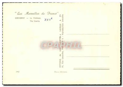 Cheverny — O Castelo — Editor Estel, n° 2482 — Verso