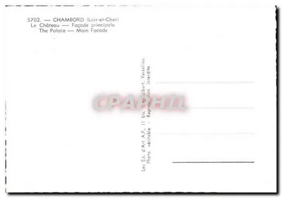 Chambord (Loir-et-Cher) — Castillo — Fachada principal — Ed. Art A.P., Versalles — Reverso
