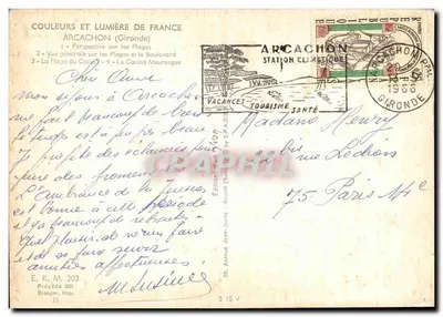Arcachon — Ogólny widok plaż, bulwaru, kasyna i ogrodu — Wydawnictwo Jean-Jaures — Rewers